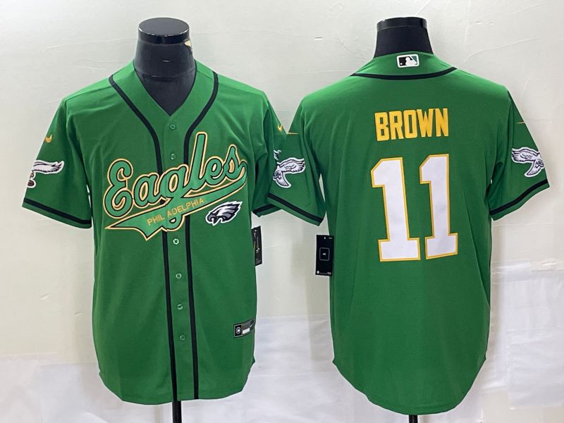 Men Philadelphia Eagles #11 Brown Green Co Branding Game NFL Jersey style 11->philadelphia eagles->NFL Jersey